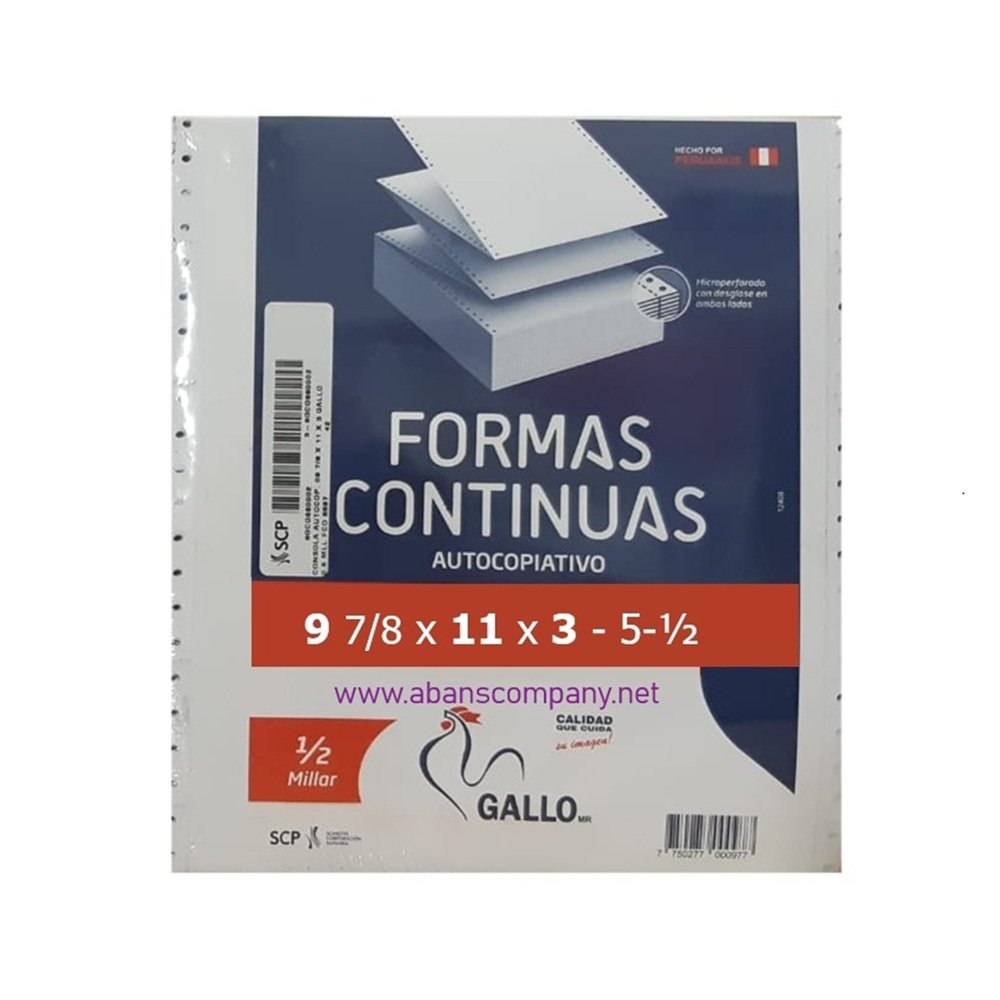 PAPEL CONTINUO Gallo - 9x3 Corte-M